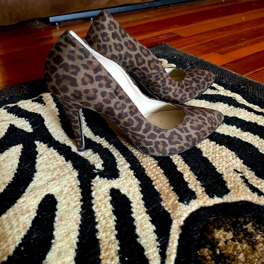 Leopard suede heels